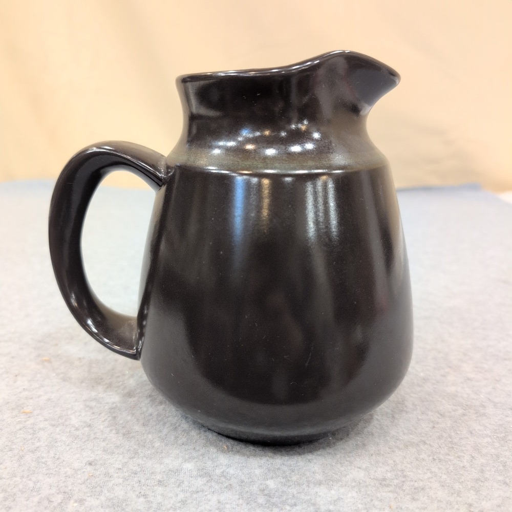 Franciscan Ceramic Pitcher Black Satin Glaze Mid Century Modern‎ Serving Carafe